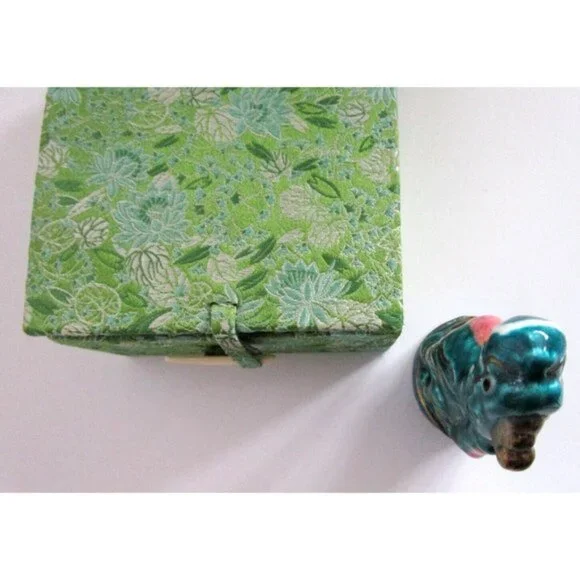 VTG Asian Porcelain QiLin Animal Unicorn Figurine with Box - Blessings & Luck